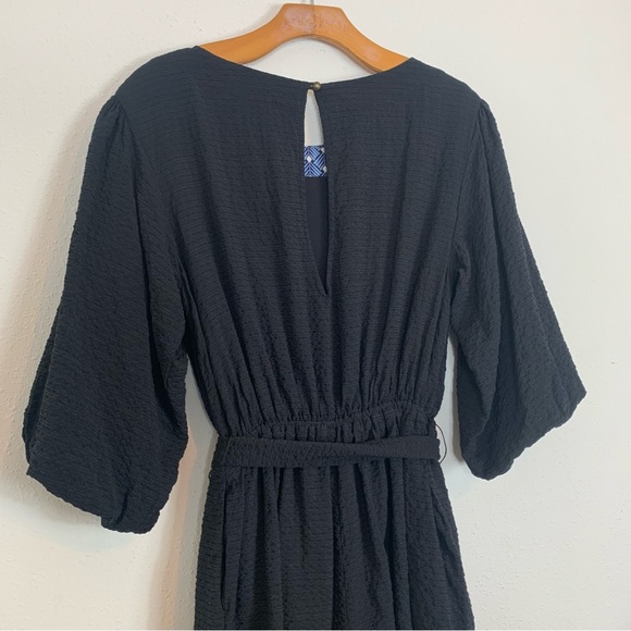 Anthropologie Francesca Balloon Sleeve Textured Romper Black Sz Small - Picture 12 of 12